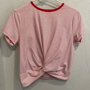 Forever 21 red and white striped crop top